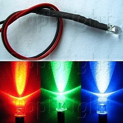 30 pcs 12V wired 5MM red, green, blue led car,boat,pc