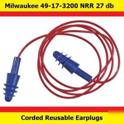 50 pairs milwaukee nrr 27 db corded reusable earplugs