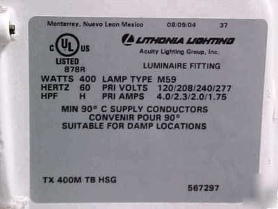 Lithonia lighting warehouse luminaire fitting 400W 110V