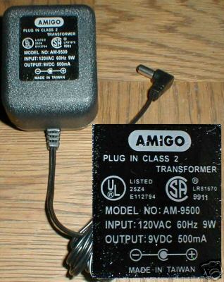 Amigo am-9500 ac adapter 9VDC 500MA .5A 