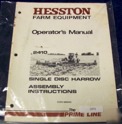 Hesston 2410 single disc harrow operators manual 