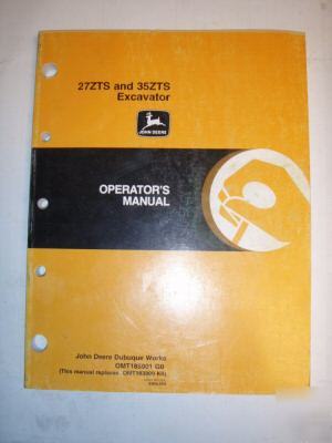 John deere 27ZTS / 35ZTS excavator operator's manual
