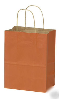 250 kraft paper bags shopping gift bag 8 x 5X 10 orange