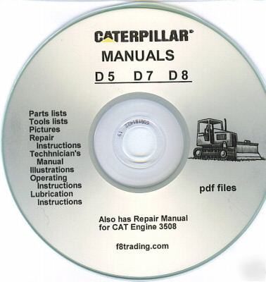 Caterpillar D5 D7 D8 op repair maint tech manual on cd