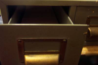 Vintage 2-drawer metal index table-top filing cabinet