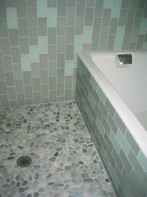 Green / turquoise pebble mosaic tiles