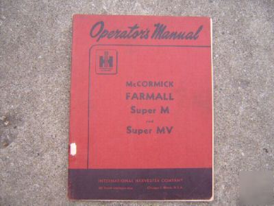 Original farmall super m mv tractor operator manual