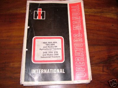 International / ih 484 - 884 series operators manual