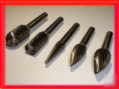 5PC solid tungsten & carbide burrs ( rotary files ) 