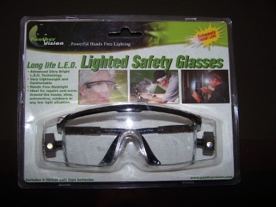 New led lighted safety glasses ~panther vision~ black 