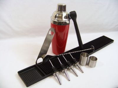 Classic red cocktail shaker deluxe kit - bar equipment