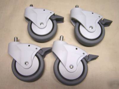 New tente casters set of 4, plastic & rubber, 5/16