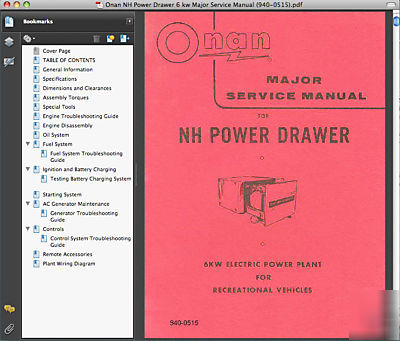 Onan nh generator rv service parts manual -51- manuals