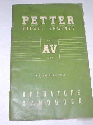 Petter diesel engines av handbook 1951 vintage 