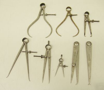 Set-of-8 l.s. starrett spring-type caliper tools