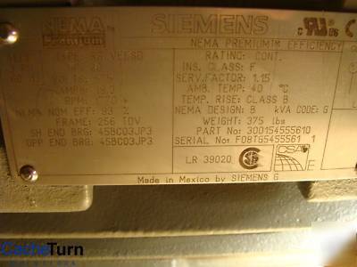 Siemens 143-449 frame 3-phase 60HZ 20HP electric motor
