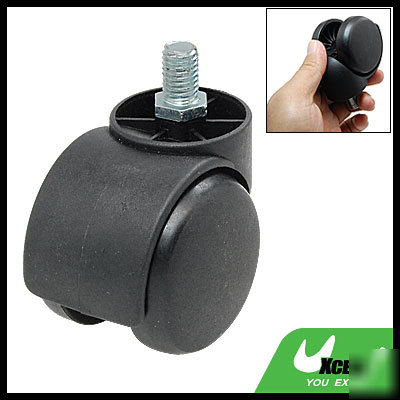 Threaded stem connector twin-wheel black chair caster