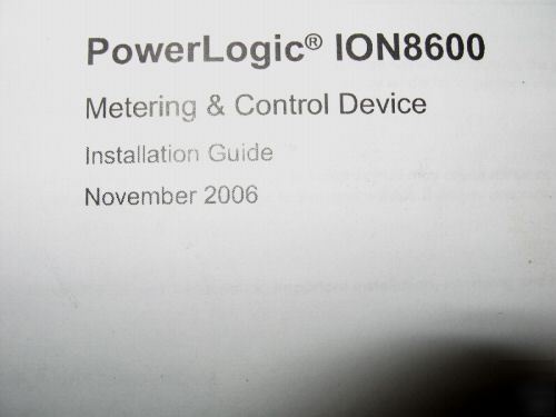 Schneider electric square d power logic ION8600 meter