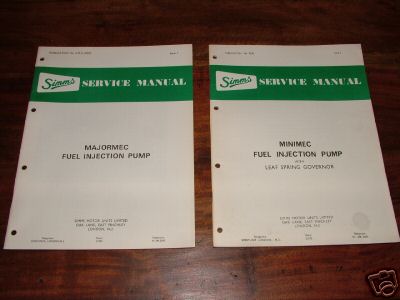 Simms minimec / majormec fuel inj pump workshop manuals