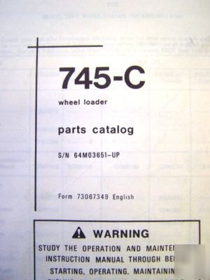 Fiat allis 745-c wheel loader parts book catalog