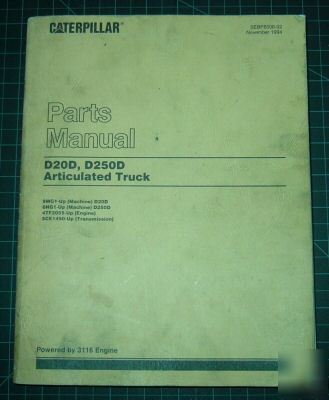 Cat caterpillar D20D D250D truck parts manual book