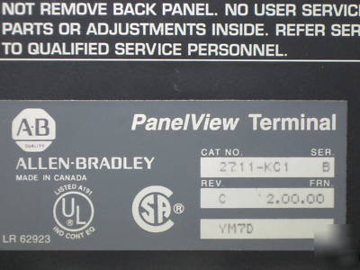 Allen bradley 2711-KC1 panelview terminal series b revc