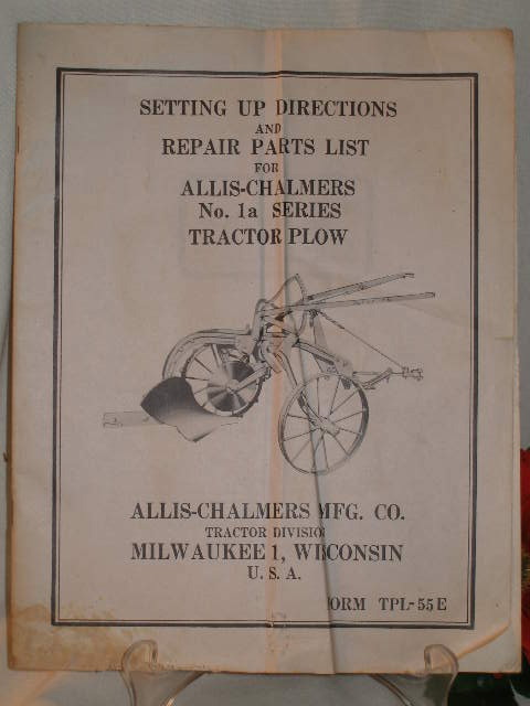 1948 allis chalmers tractor plow repair parts list