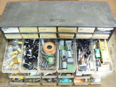 36 drawer cabinet full of electronic components & parts