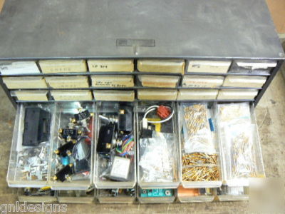 36 drawer cabinet full of electronic components & parts