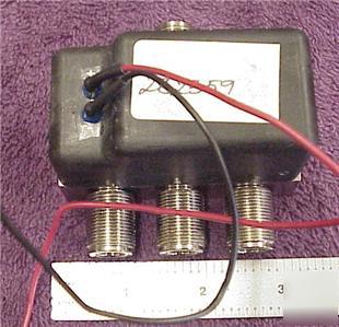 Coaxial transfer relay radio antenna amplifier bypass