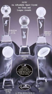 Crystal trophy - free personalized etching