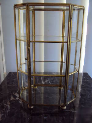 Brass and glass mirrored curio display cabinet 