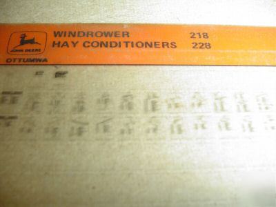 John deere 218 & 228 windrower parts catalog microfiche