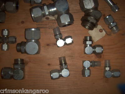 Lot of 38 hydraulic o ring tube fittings lenz parker +