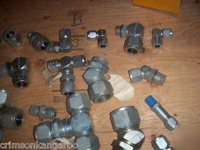 Lot of 38 hydraulic o ring tube fittings lenz parker +