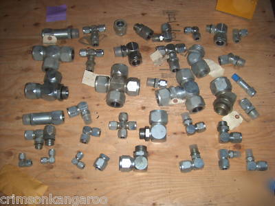 Lot of 38 hydraulic o ring tube fittings lenz parker +