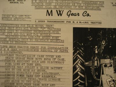 M&w gear company 9 speed farmall install instructions