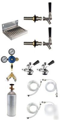 2 tap kegerator kit for draft beer keg fridge +CO2 tank