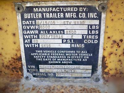 Butler LT712 t/a 3.5 ton 13' tilt bed tagalong trailer