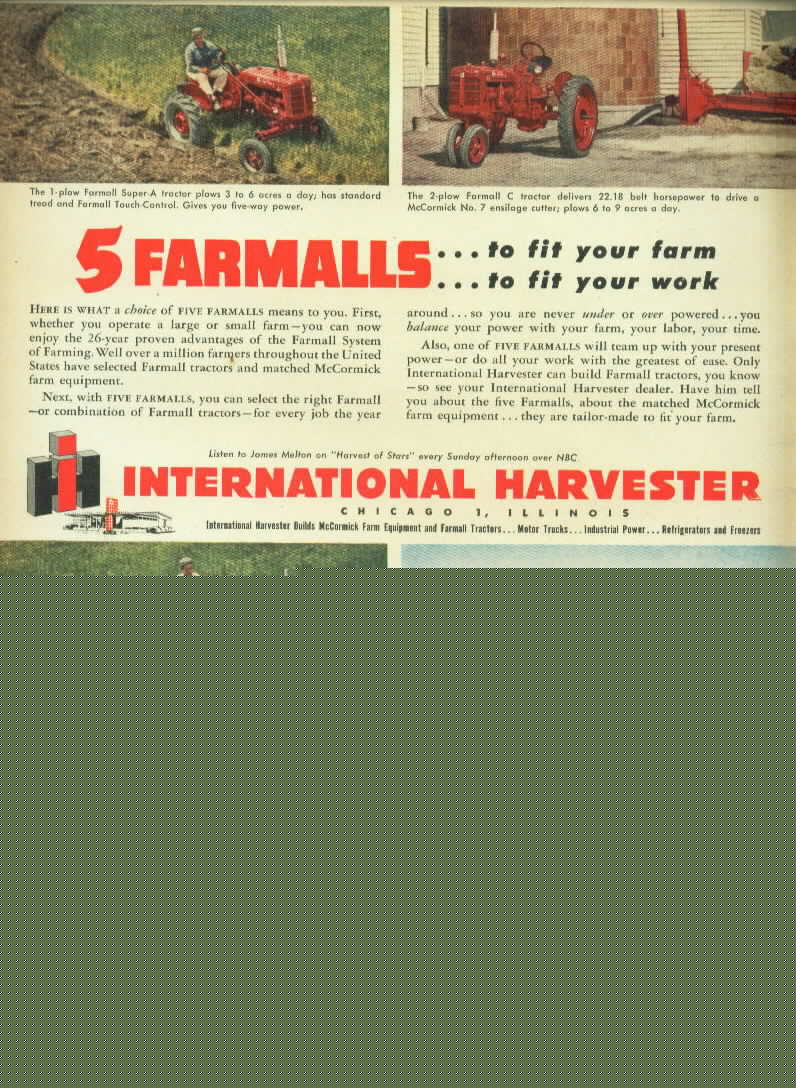 Farmall super a tractor ad~5 farmall tractors