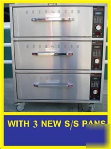 Hatco hdw-3 3 drawer food warmer freestanding casters