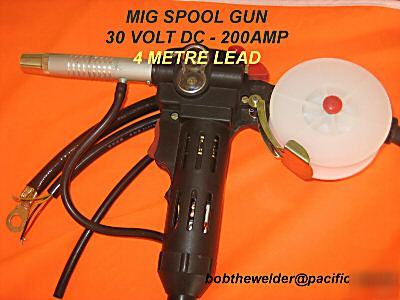 Mig welding spool gun 200AMP 24V dc 4 mtr lead