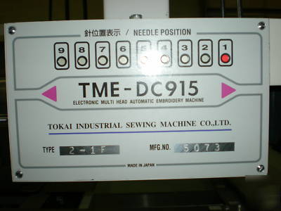 Tajima embroidery machine model TMEDC915/336WCTL