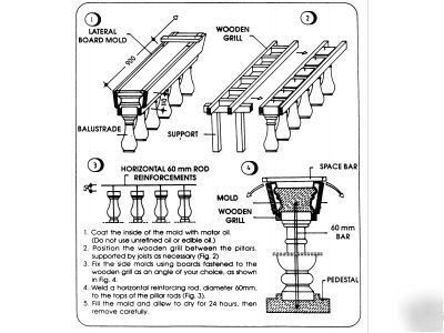 3 sets hand railing concrete plaster mold molds