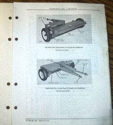 John deere 22 32 hay conditioner parts catalog jd book