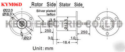 KYM06 slip ring (6 wires, 2 amps)