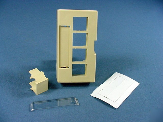 Leviton ivory 4-port quickport cubicle wallplate deep