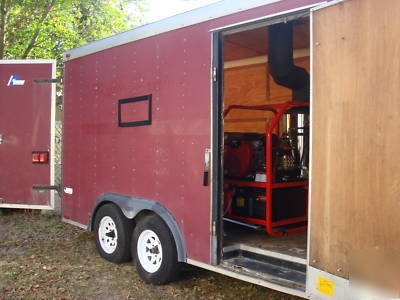 Pressure washer enclosed trailer hot water 