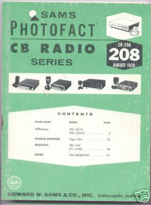 Sams photofact cb radio series cb-208 realistic trc-440