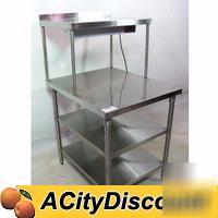 Used s/s 36X30 prep table w/ overshelf & heat lamp